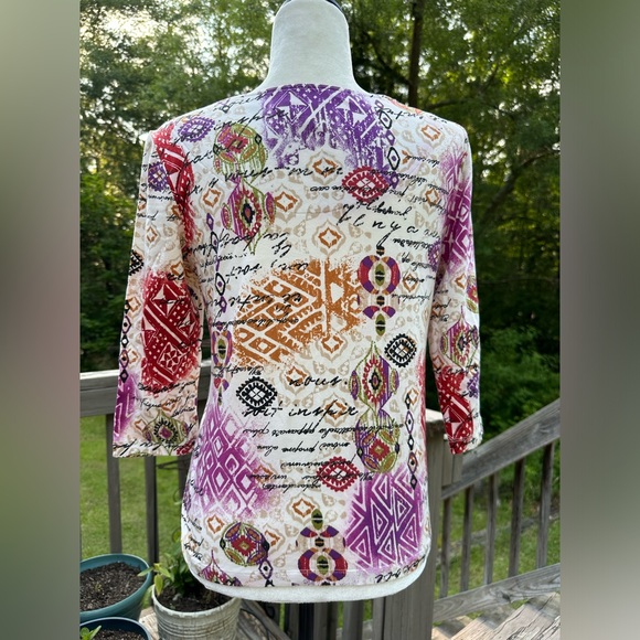 Ruby Rd Aztec With Writing Top - Picture 3 of 6